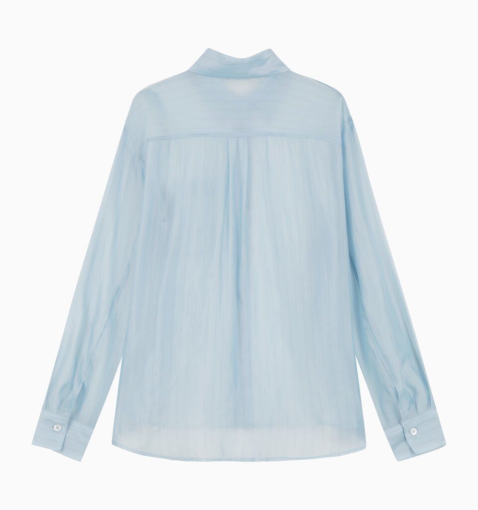 Brown 100% silk scarf - sisley k shirts - Light Blue | Sisley K image number 2